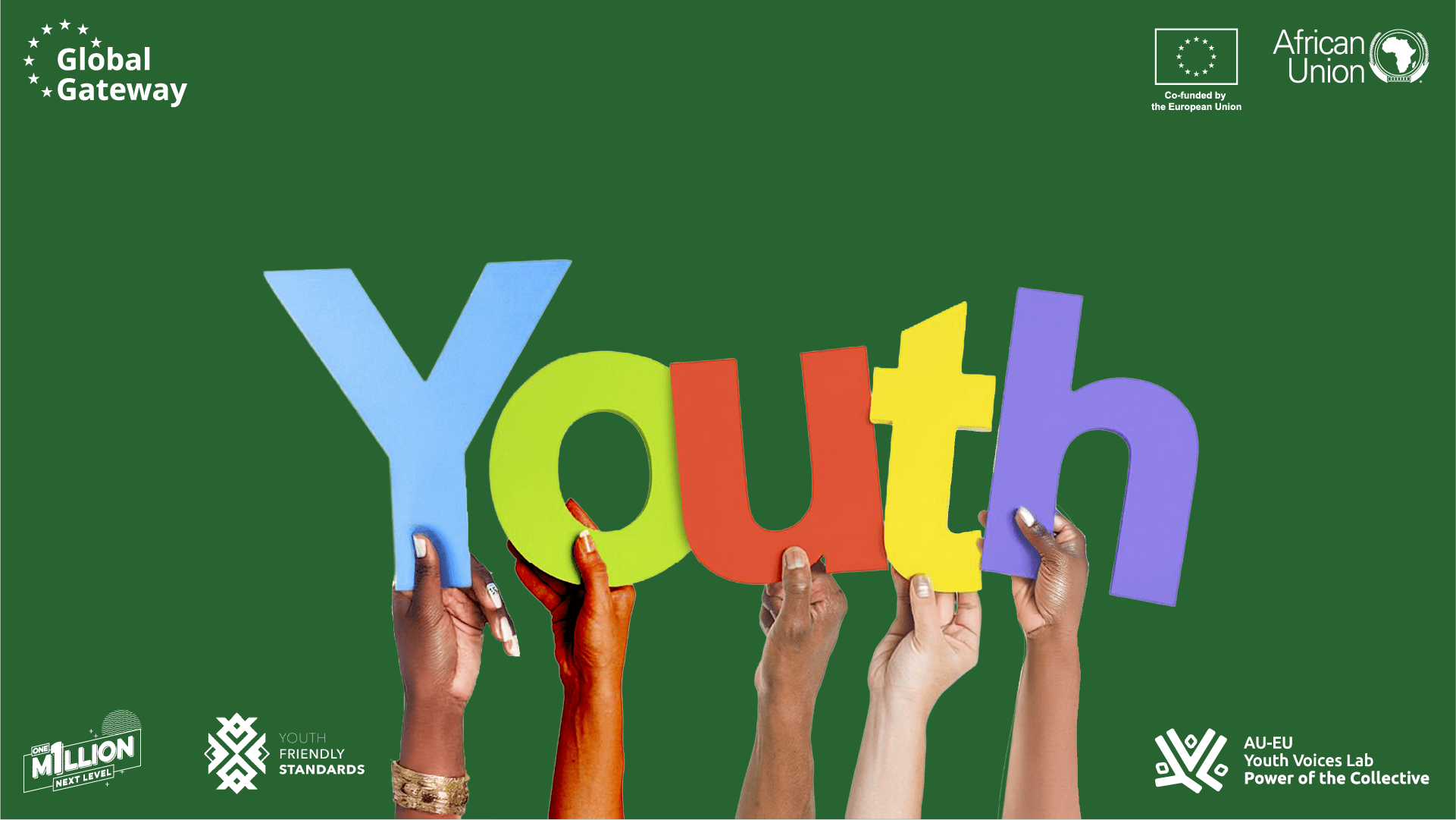 Hands of people holding letters that create the word youth